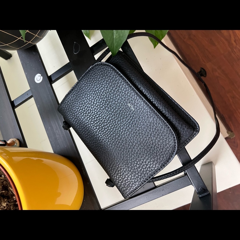 Black vegan leather wallet Crossbody bag